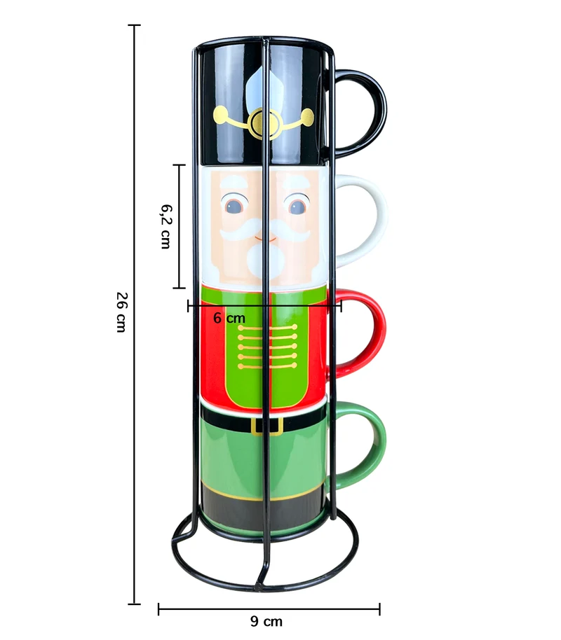 Set 4 Tazzine Da Caffè Con Supporto Fantasia Natale In Porcellana Idea Regalo Il Gruppone