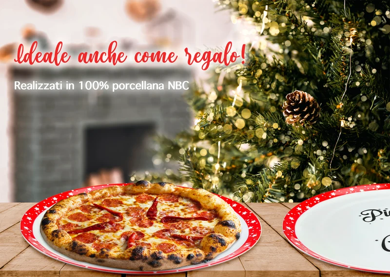 Set 6 Piatti Pizza Natalizi in Porcellana Bone China Ø30 cm Il Gruppone