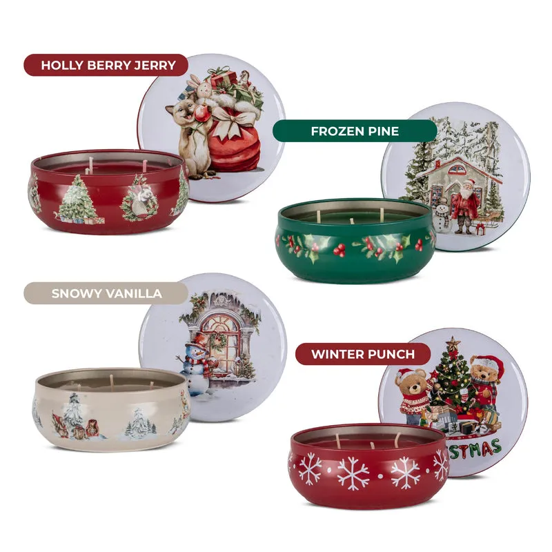 Set 4 Candele Natalizie Profumate in Barattolo Decorato con Coperchio Il Gruppone