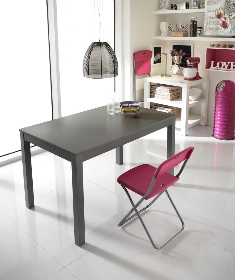 Traffic - Tavolo cucina allungabile base faggio 2 allunghe grigio cm 80x130/210x76h