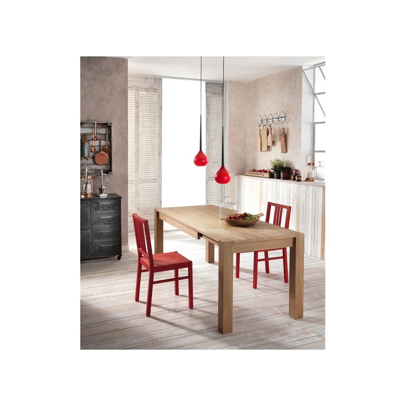 Wood - Tavolo rustico allungabile da cucina soggiorno rovere cm 80x140/190x75h