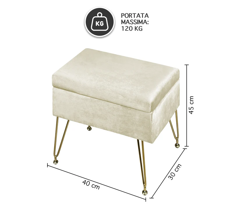 Pouf Panca Imbottita Divanetto In Velluto Contenitore Porta Oggetti Il Gruppone