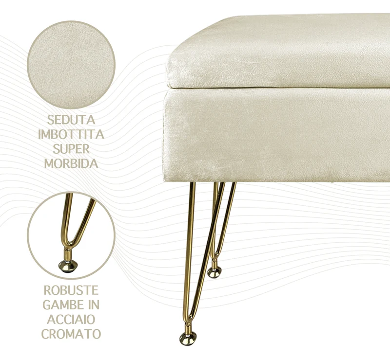 Pouf Panca Imbottita Divanetto In Velluto Contenitore Porta Oggetti Il Gruppone
