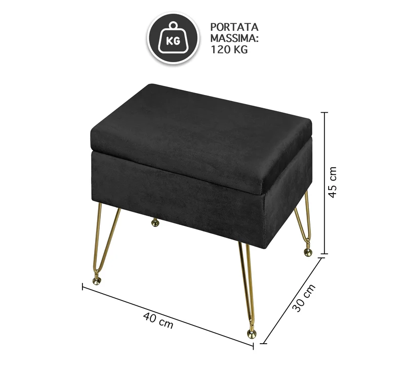 Pouf Panca Imbottita Divanetto In Velluto Contenitore Porta Oggetti Il Gruppone