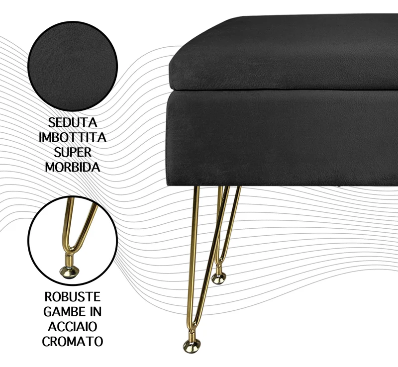 Pouf Panca Imbottita Divanetto In Velluto Contenitore Porta Oggetti Il Gruppone