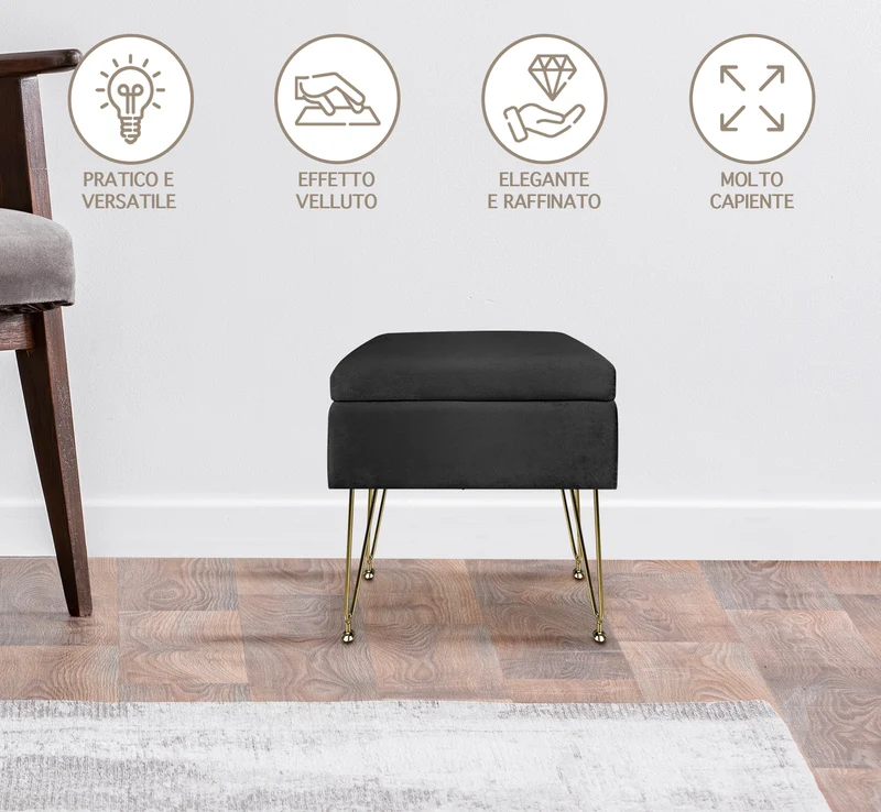 Pouf Panca Imbottita Divanetto In Velluto Contenitore Porta Oggetti Il Gruppone