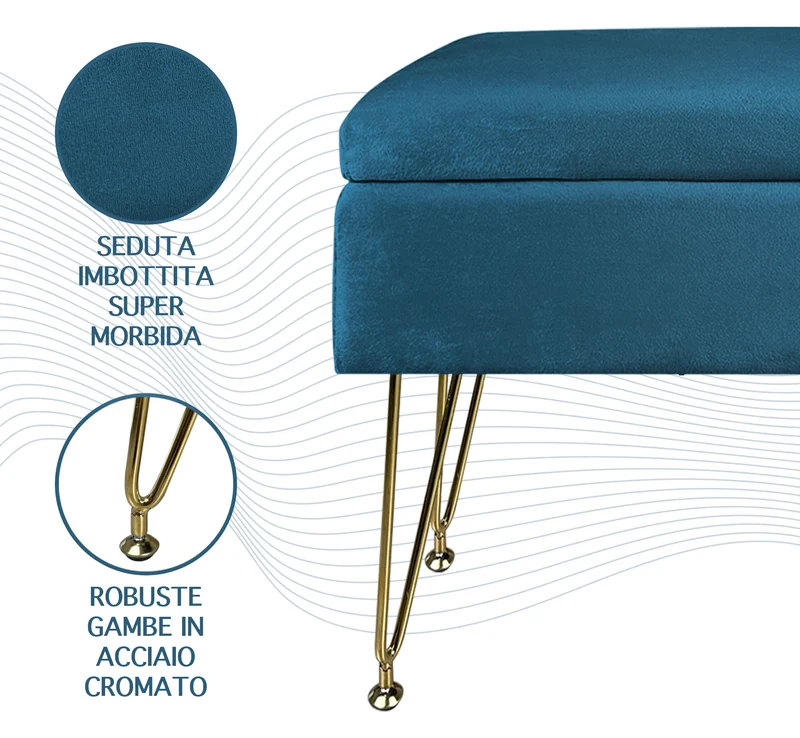 Pouf Panca Imbottita Divanetto In Velluto Contenitore Porta Oggetti Il Gruppone