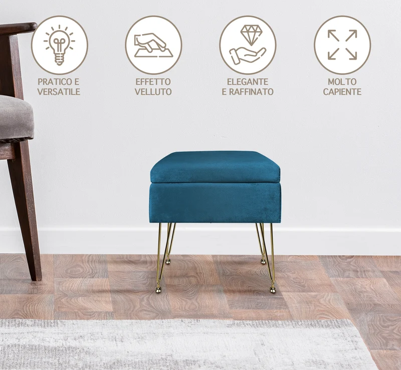 Pouf Panca Imbottita Divanetto In Velluto Contenitore Porta Oggetti Il Gruppone