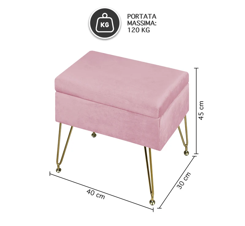 Pouf Panca Imbottita Divanetto In Velluto Contenitore Porta Oggetti Il Gruppone