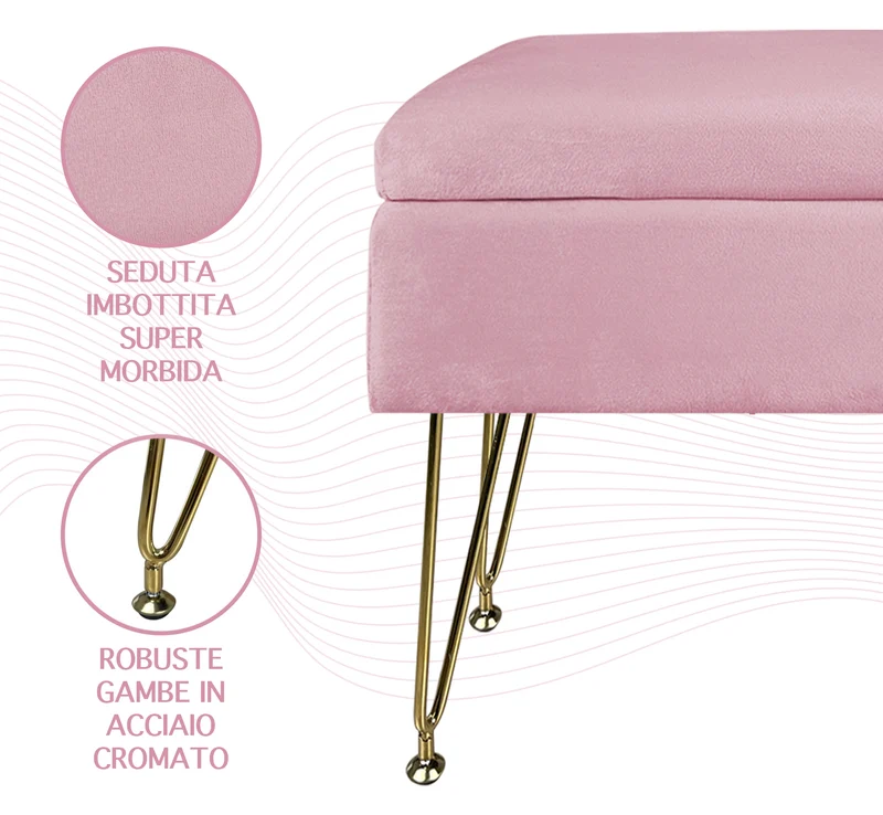 Pouf Panca Imbottita Divanetto In Velluto Contenitore Porta Oggetti Il Gruppone