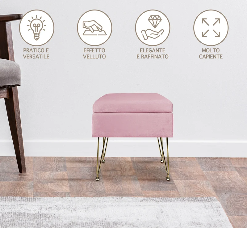 Pouf Panca Imbottita Divanetto In Velluto Contenitore Porta Oggetti Il Gruppone