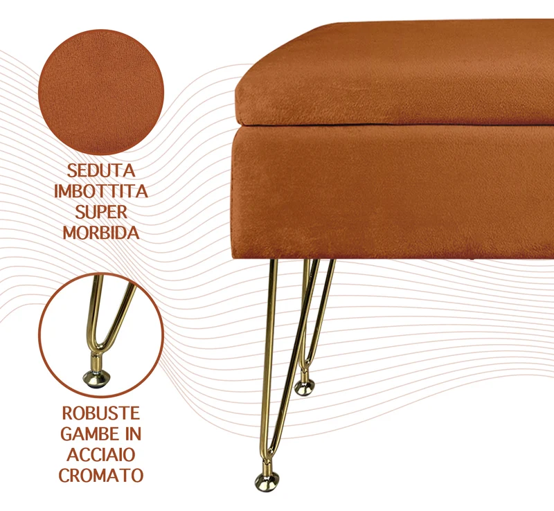 Pouf Panca Imbottita Divanetto In Velluto Contenitore Porta Oggetti Il Gruppone