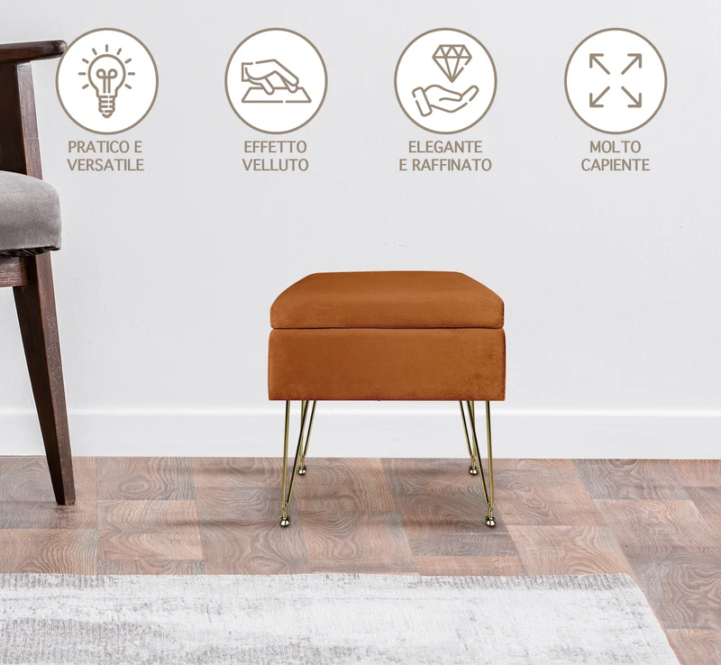 Pouf Panca Imbottita Divanetto In Velluto Contenitore Porta Oggetti Il Gruppone