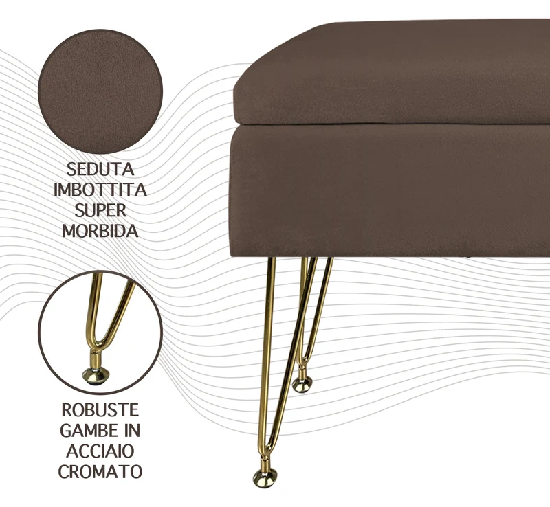 Pouf Panca Imbottita Divanetto In Velluto Contenitore Porta Oggetti Il Gruppone
