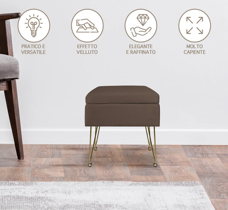 Pouf Panca Imbottita Divanetto In Velluto Contenitore Porta Oggetti Il Gruppone