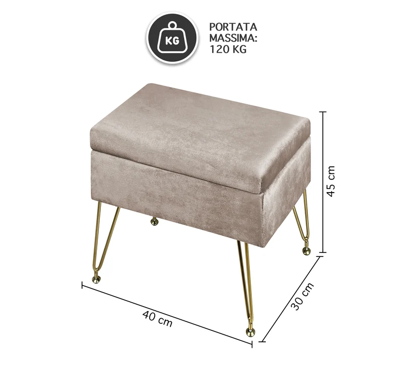 Pouf Panca Imbottita Divanetto In Velluto Contenitore Porta Oggetti Il Gruppone