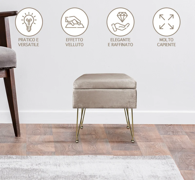 Pouf Panca Imbottita Divanetto In Velluto Contenitore Porta Oggetti Il Gruppone