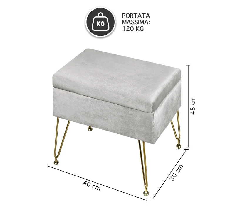Pouf Panca Imbottita Divanetto In Velluto Contenitore Porta Oggetti Il Gruppone