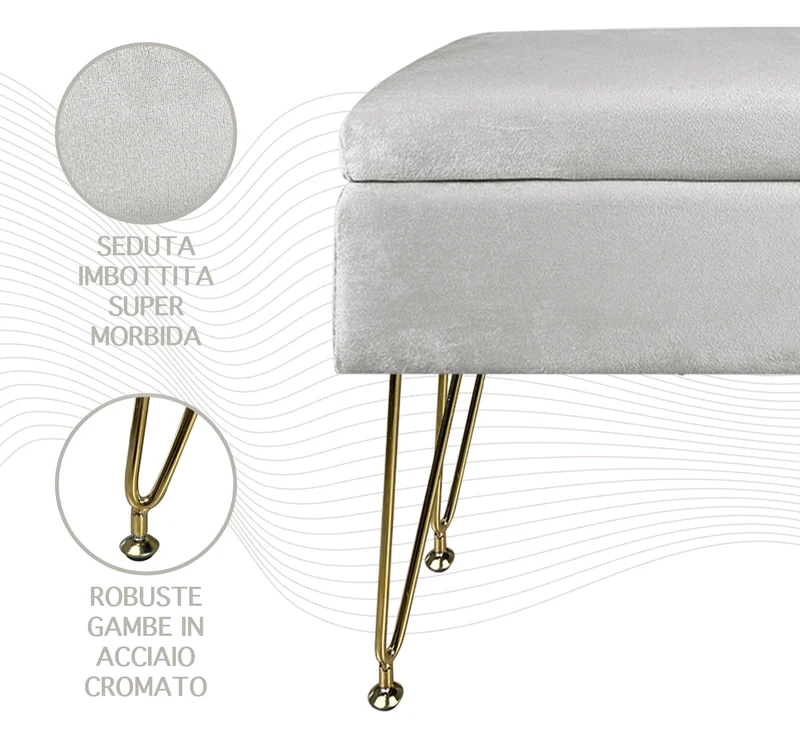 Pouf Panca Imbottita Divanetto In Velluto Contenitore Porta Oggetti Il Gruppone