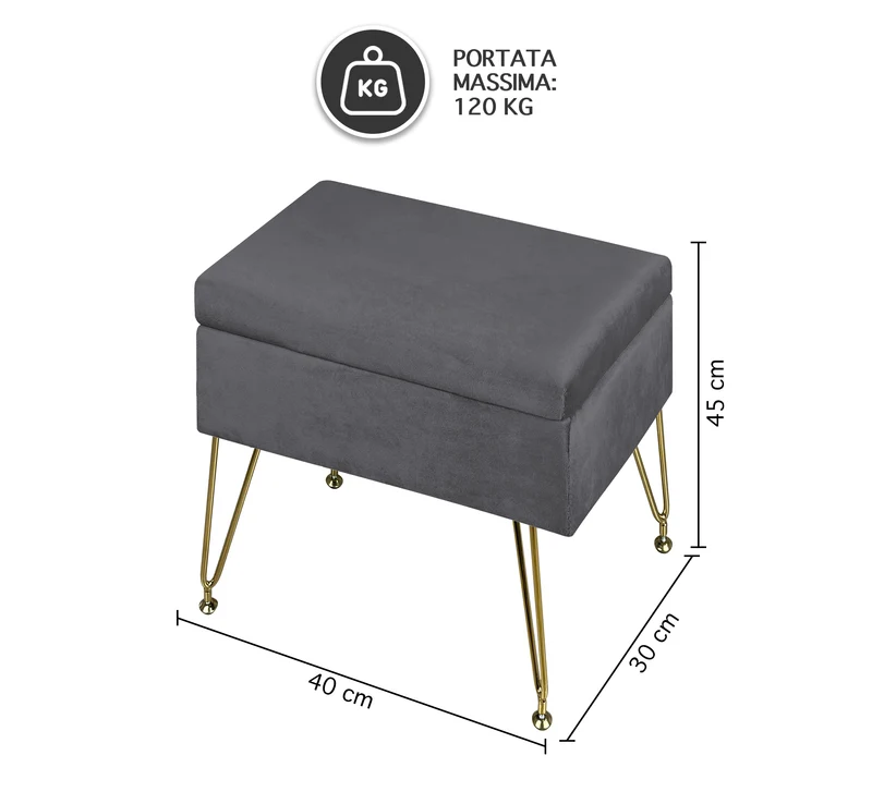 Pouf Panca Imbottita Divanetto In Velluto Contenitore Porta Oggetti Il Gruppone