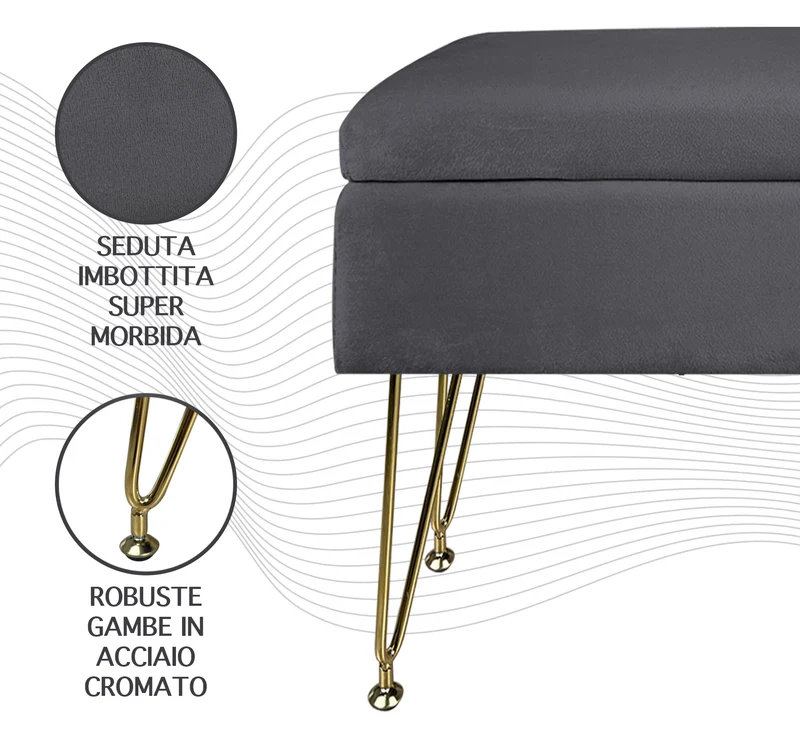 Pouf Panca Imbottita Divanetto In Velluto Contenitore Porta Oggetti Il Gruppone