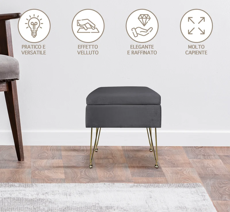 Pouf Panca Imbottita Divanetto In Velluto Contenitore Porta Oggetti Il Gruppone