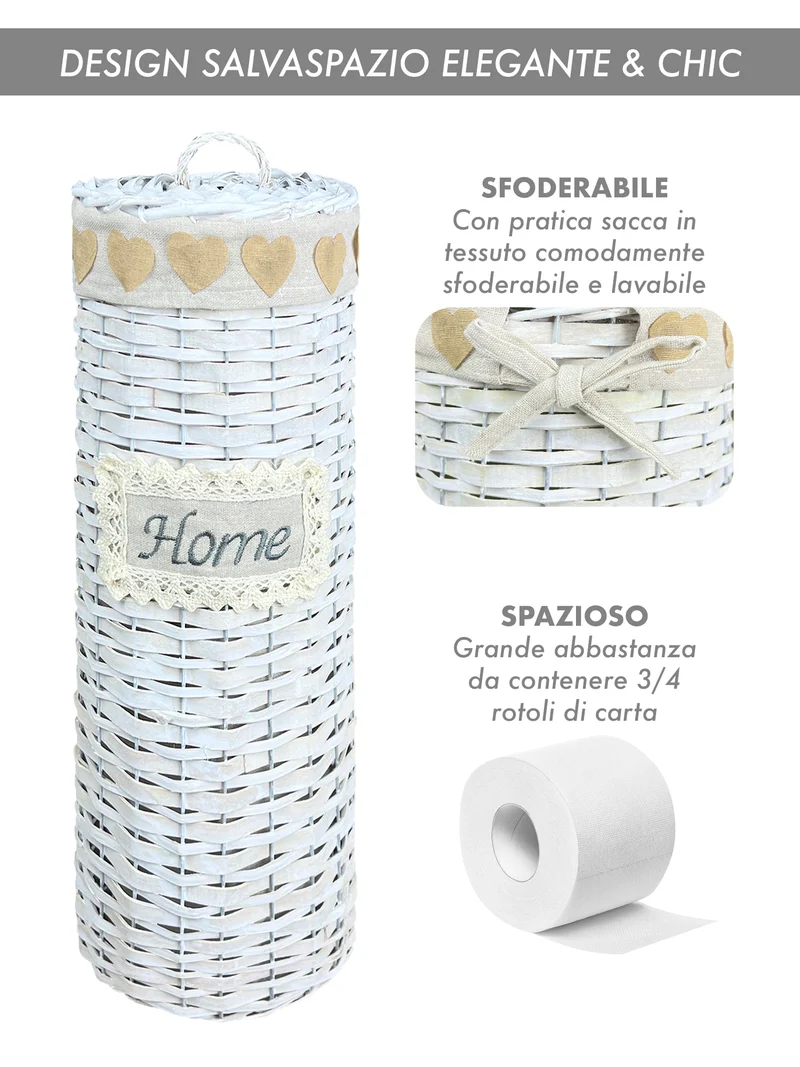 Portarotolo da Terra in Vimini Intrecciato con Coperchio fino a 4 Rotoli Il Gruppone