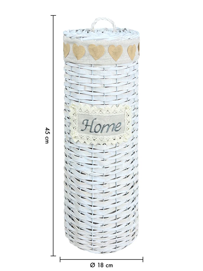 Portarotolo da Terra in Vimini Intrecciato con Coperchio fino a 4 Rotoli Il Gruppone