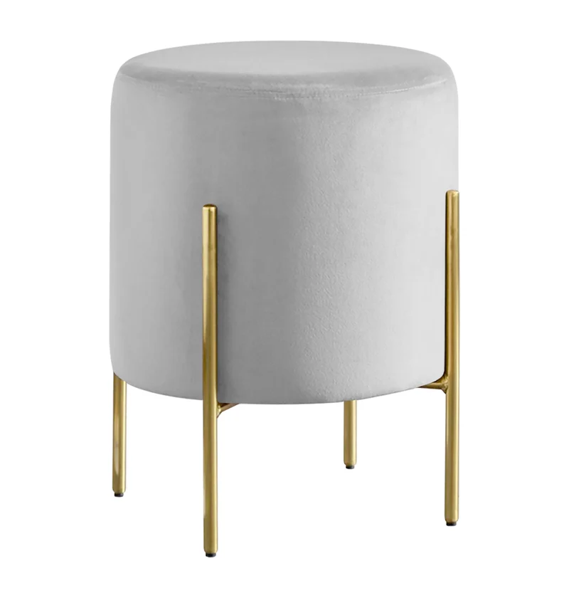 Pouf Poggiapiedi In Velluto Con Gambe Dorate Elegante Imbottito Rotondo Il Gruppone