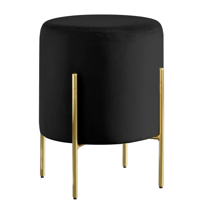 Pouf Poggiapiedi In Velluto Con Gambe Dorate Elegante Imbottito Rotondo Il Gruppone