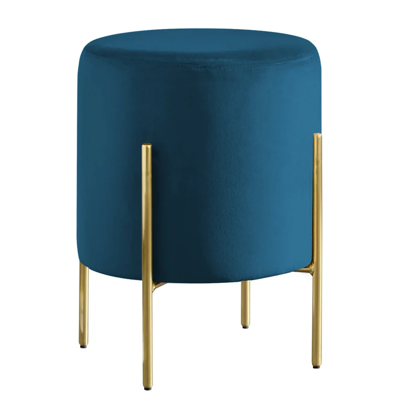 Pouf Poggiapiedi In Velluto Con Gambe Dorate Elegante Imbottito Rotondo Il Gruppone