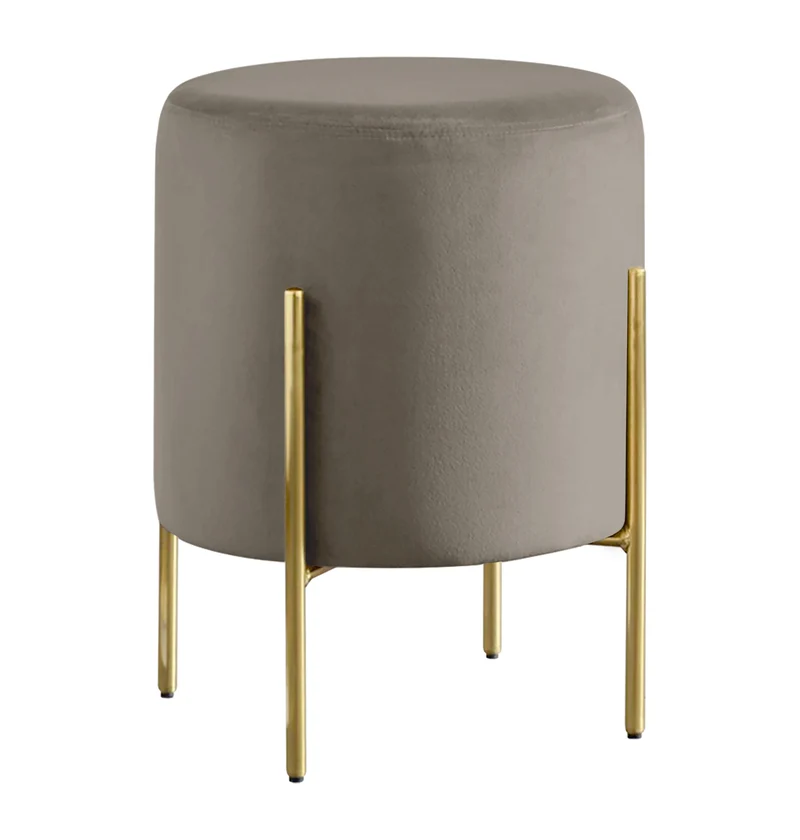 Pouf Poggiapiedi In Velluto Con Gambe Dorate Elegante Imbottito Rotondo Il Gruppone