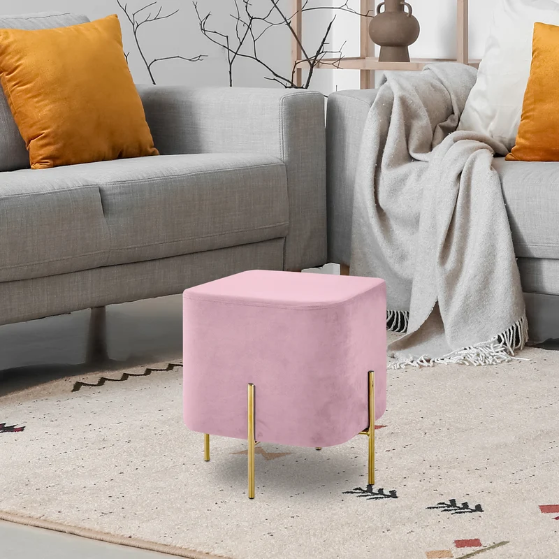 Pouf Poggiapiedi In Velluto Con Gambe Dorate Quadrato Il Gruppone