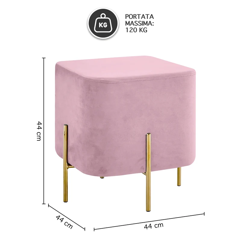 Pouf Poggiapiedi In Velluto Con Gambe Dorate Quadrato Il Gruppone