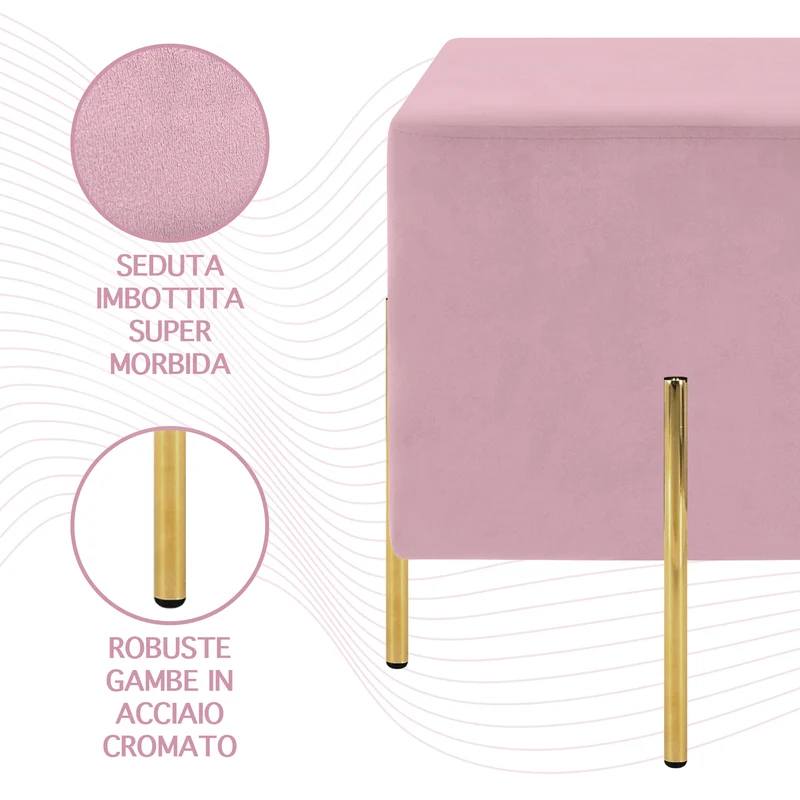 Pouf Poggiapiedi In Velluto Con Gambe Dorate Quadrato Il Gruppone