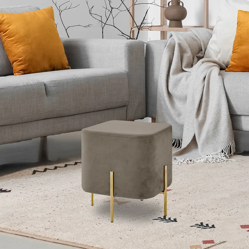Pouf Poggiapiedi In Velluto Con Gambe Dorate Quadrato Il Gruppone
