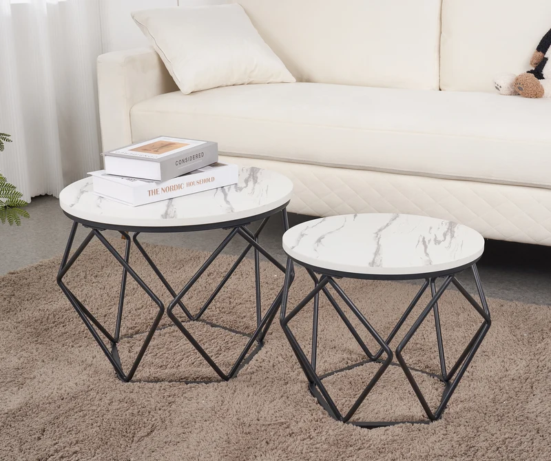 Set 2 Pezzi Tavolino Da Caffè Rotondo Set Di 2 Tavolini Ad Incastro Stile Vintage Il Gruppone
