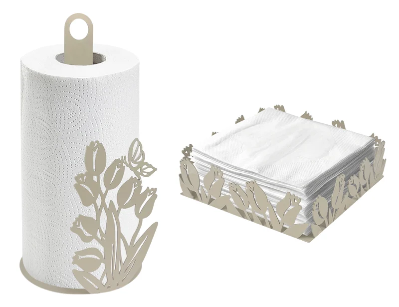 Set Accessori Cucina 2/4 Pezzi Porta Scottex Portatovaglioli Vassoio Grande Da Portata Portafrutta Centrotavola Metallo Design Moderno