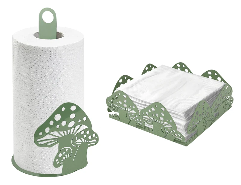 Set Accessori Cucina 2/4 Pezzi Porta Scottex Portatovaglioli Vassoio Grande Da Portata Portafrutta Centrotavola Metallo Design Moderno