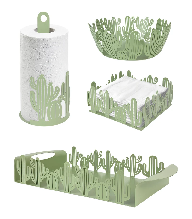 Set Accessori Cucina 2/4 Pezzi Porta Scottex Portatovaglioli Vassoio Grande Da Portata Portafrutta Centrotavola Metallo Design Moderno