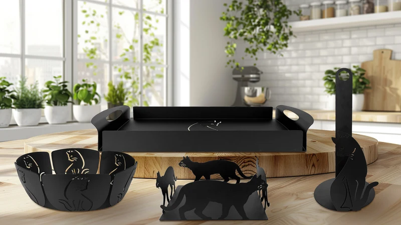 Set Accessori Cucina 2/4 Pezzi Porta Scottex Portatovaglioli Vassoio Grande Da Portata Portafrutta Centrotavola Metallo Design Moderno