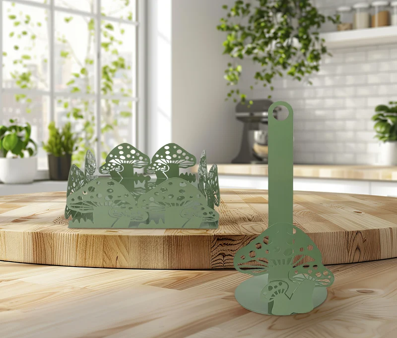 Set Accessori Cucina 2/4 Pezzi Porta Scottex Portatovaglioli Vassoio Grande Da Portata Portafrutta Centrotavola Metallo Design Moderno