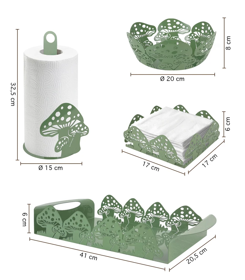 Set Accessori Cucina 2/4 Pezzi Porta Scottex Portatovaglioli Vassoio Grande Da Portata Portafrutta Centrotavola Metallo Design Moderno