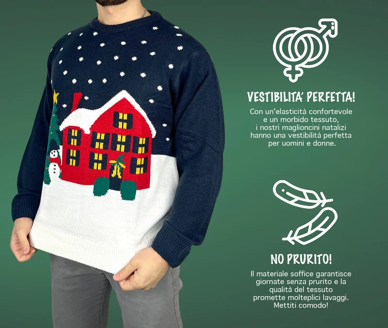 Maglione Natalizio Unisex Uomo Donna Maniche Lunghe Vestibilità Perfetta Senza Prurito Maglioncino Pullover Natale Idee Regalo Maglioni Di Natale Di Coppia Famiglia
