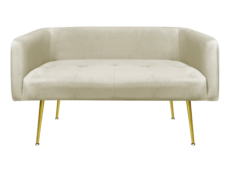 Divano in Velluto Gambe In Acciaio Color Oro Divanetto 2 Persone 126x49x57 cm Il Gruppone