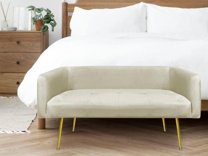 Divano in Velluto Gambe In Acciaio Color Oro Divanetto 2 Persone 126x49x57 cm Il Gruppone