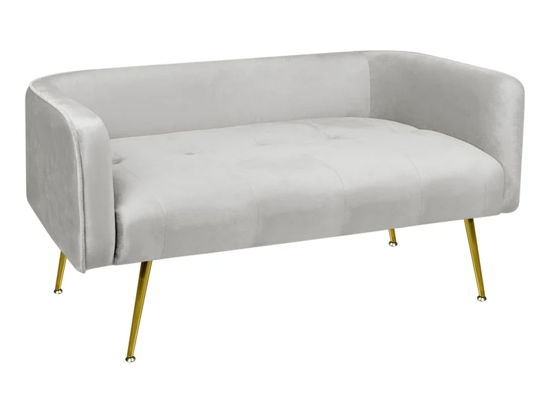 Divano in Velluto Gambe In Acciaio Color Oro Divanetto 2 Persone 126x49x57 cm Il Gruppone