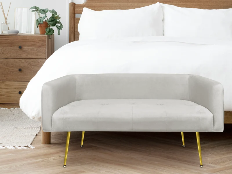Divano in Velluto Gambe In Acciaio Color Oro Divanetto 2 Persone 126x49x57 cm Il Gruppone