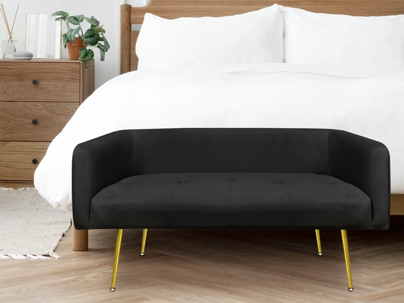 Divano in Velluto Gambe In Acciaio Color Oro Divanetto 2 Persone 126x49x57 cm Il Gruppone