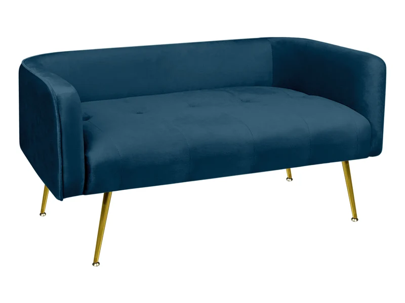 Divano in Velluto Gambe In Acciaio Color Oro Divanetto 2 Persone 126x49x57 cm Il Gruppone